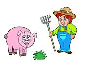 Farmer with Pig