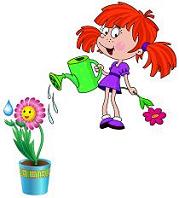 Mary watering a flower