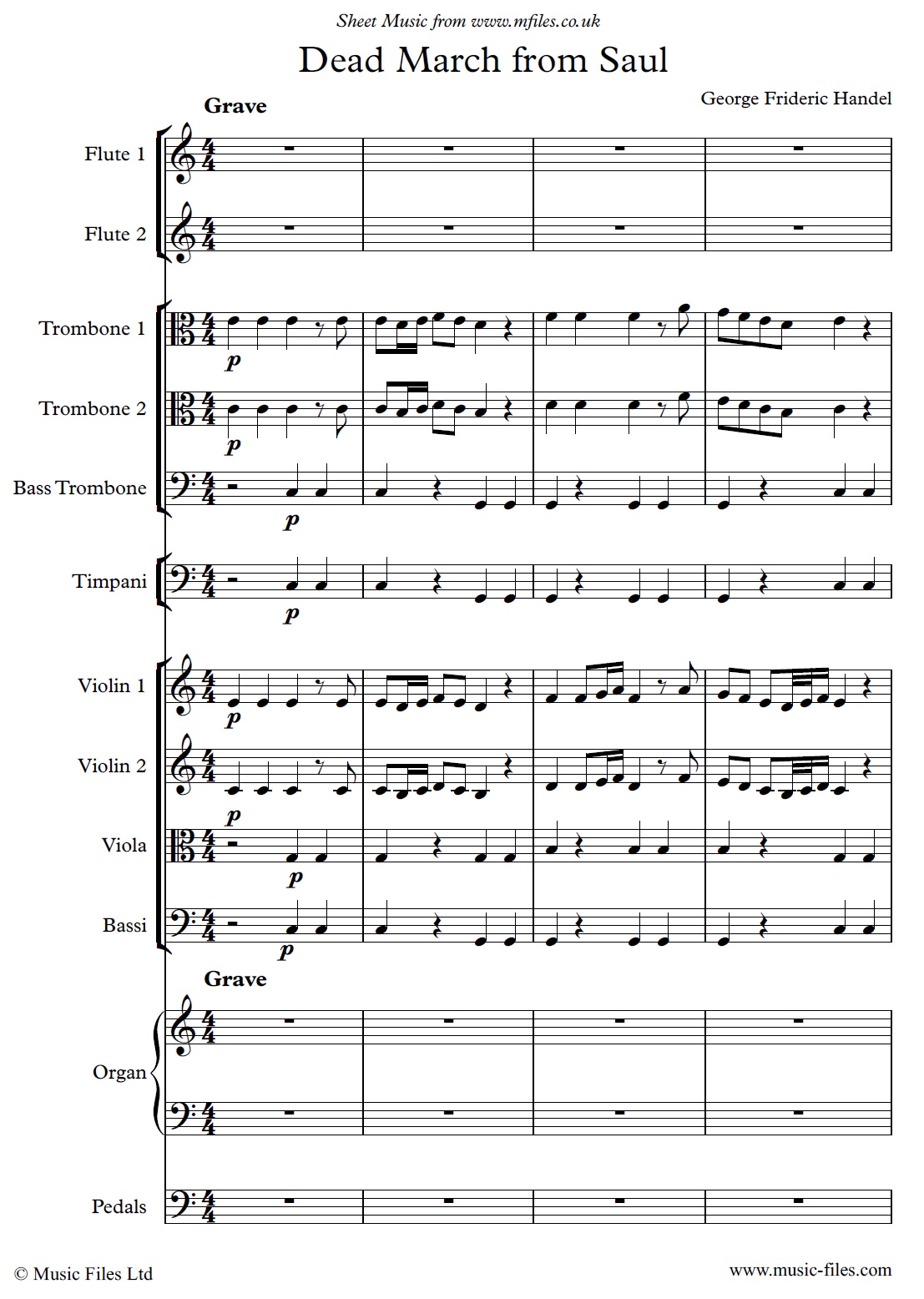 Handel's Dead March from Saul - sheet music 1st page