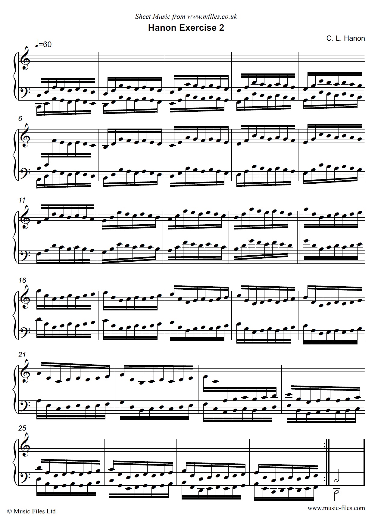 Hanon Exercise no.02 for Piano - piano sheet music 1st page