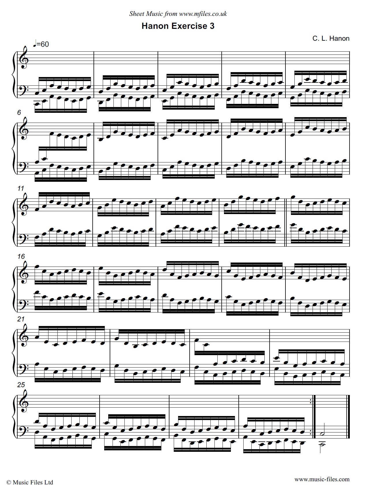 Hanon Exercise no.03 for Piano - piano sheet music 1st page