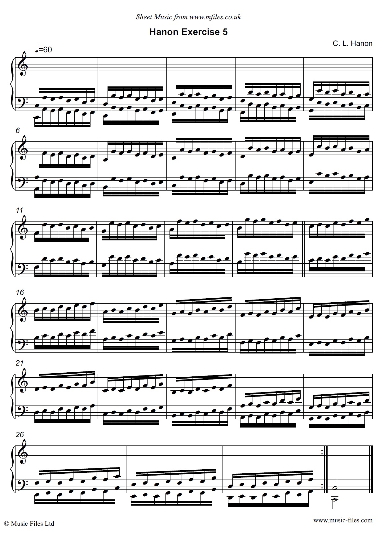 Hanon Exercise no.05 for Piano - piano sheet music 1st page