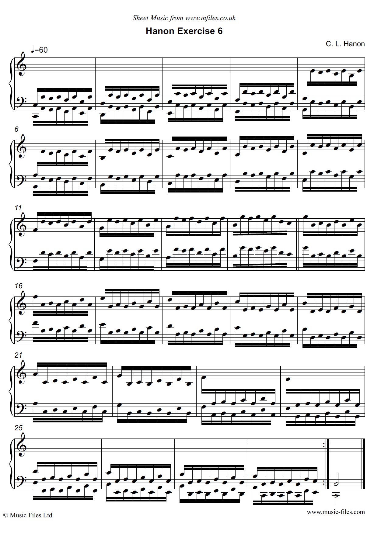 Hanon Exercise no.06 for Piano - piano sheet music 1st page
