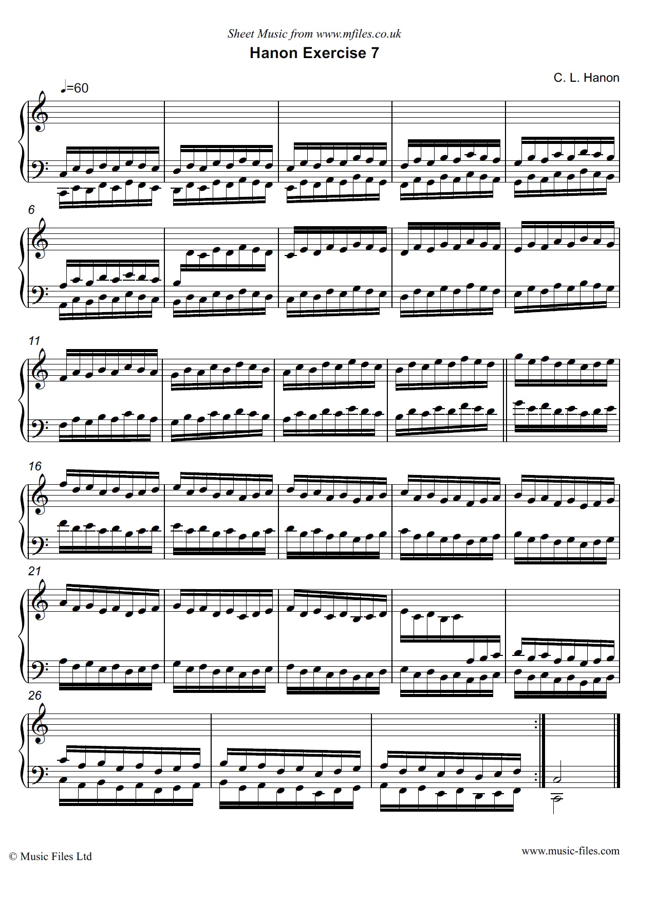 Hanon Exercise no.07 for Piano - piano sheet music 1st page