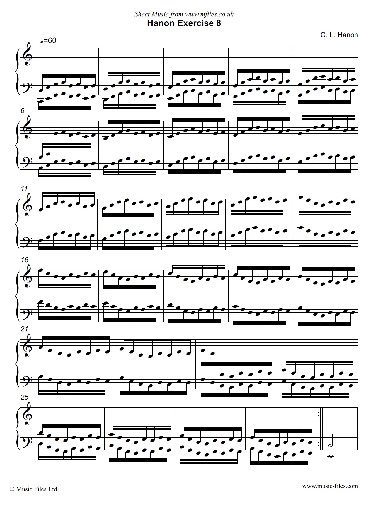 Hanon Exercise no.08 for Piano - piano sheet music 1st page