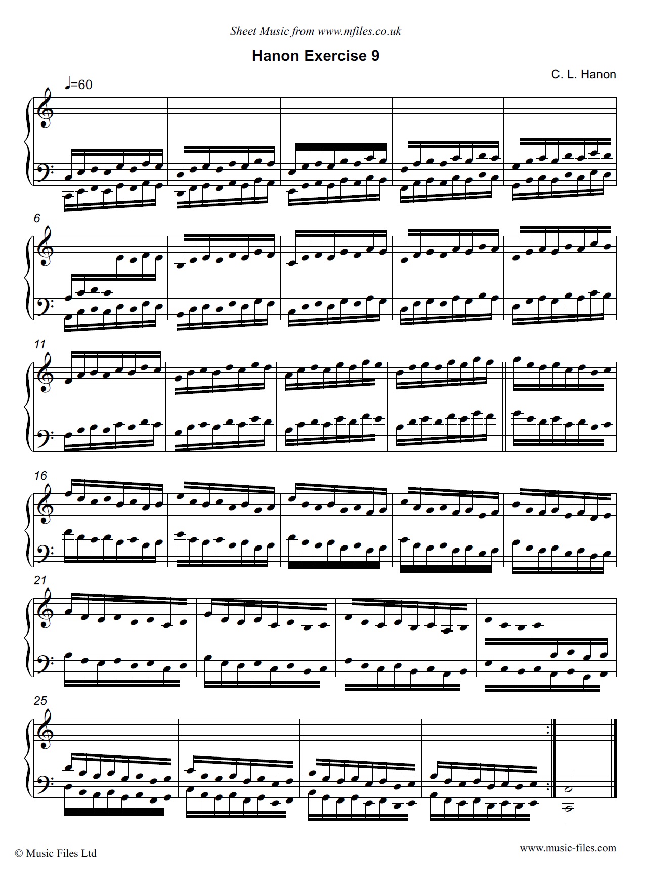 Hanon Exercise no.09 for Piano - piano sheet music 1st page
