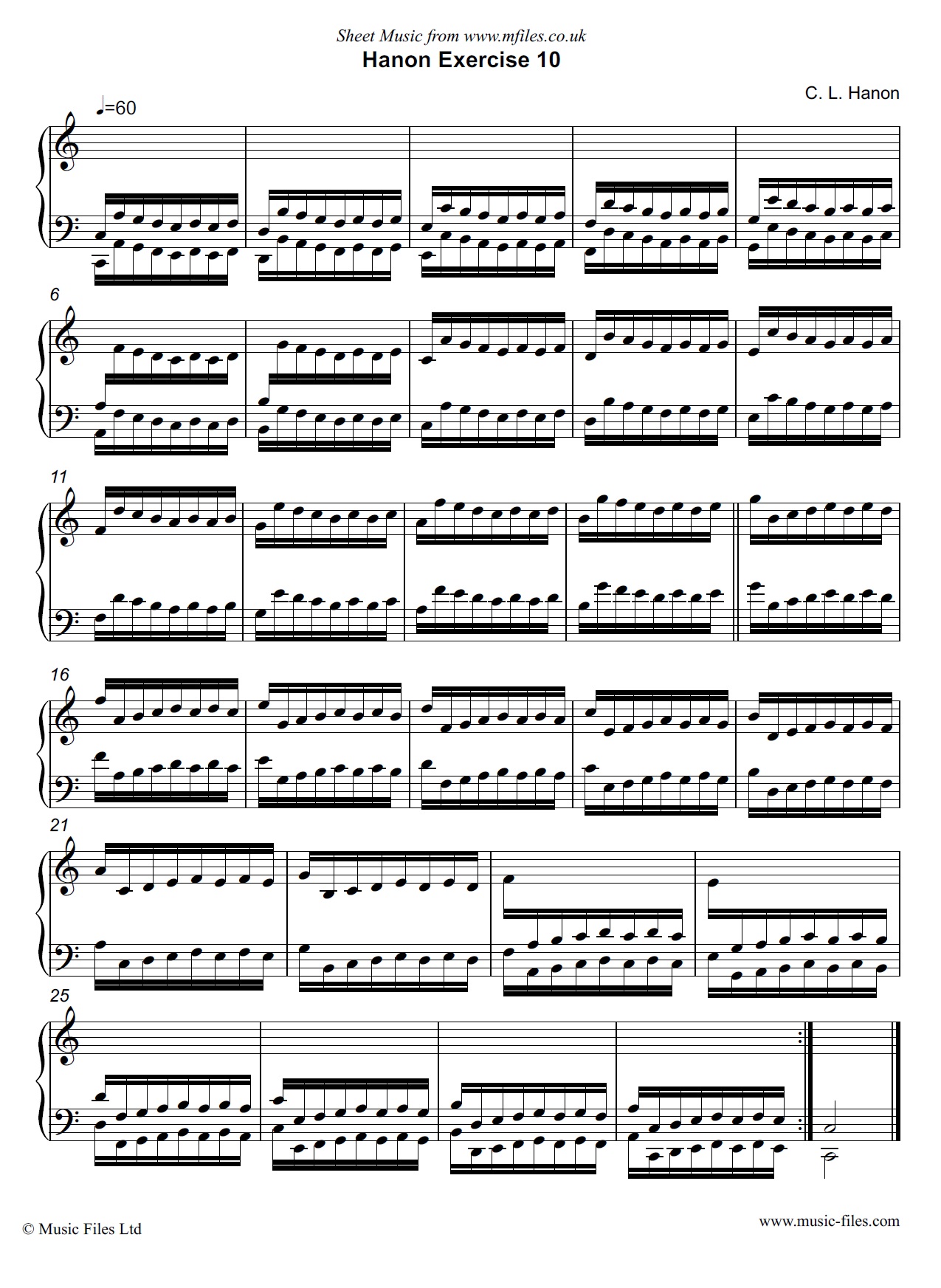 Hanon Exercise no.10 for Piano - piano sheet music 1st page