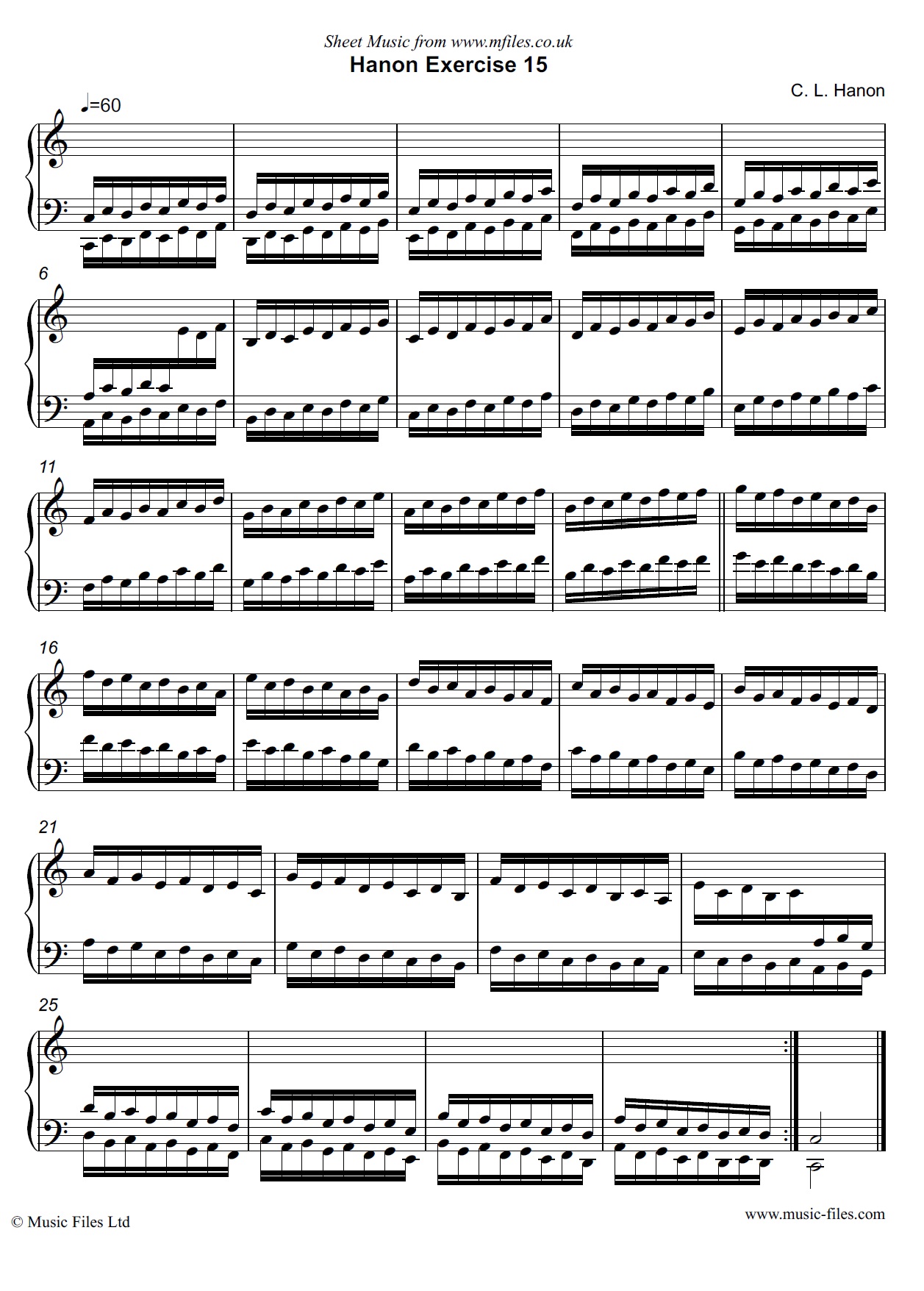 Hanon Exercise no.15 for Piano - piano sheet music 1st page