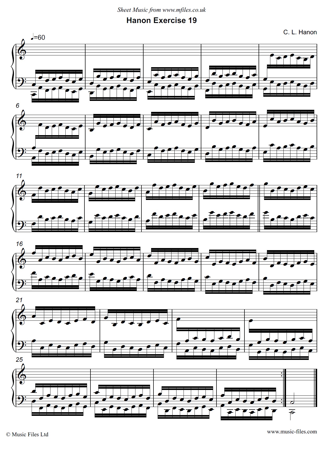 Hanon Exercise no.19 for Piano - piano sheet music 1st page