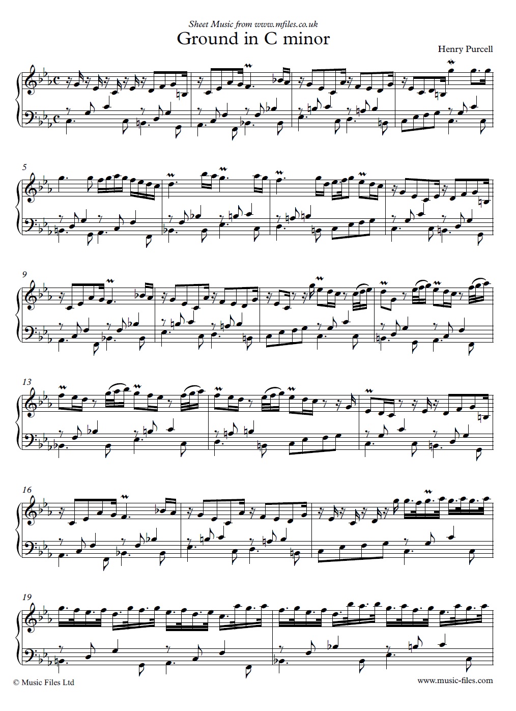 Purcell's Ground in C Minor - sheet music 1st page
